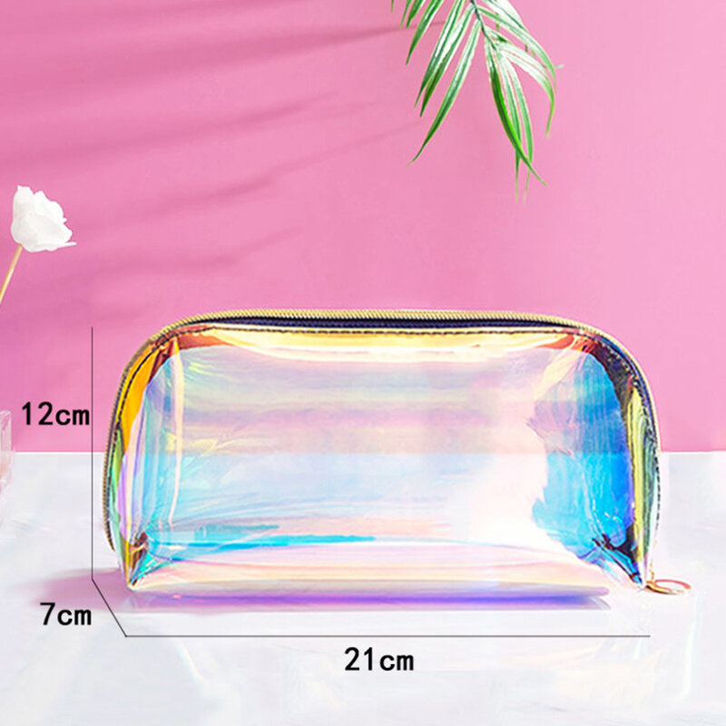 Bolsa de cosméticos láser transparente de fantasía, bolsa de almacenamiento portátil avanzada, Bolsa de lavado multifuncional, 1 ud.