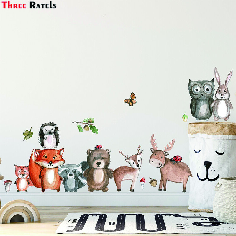 Three Ratels-pegatinas de pared de ratón K847 para dormitorio, autoadhesivas, decoración del hogar, sala de estar, calcomanías artísticas de animales de dibujos animados en 3d