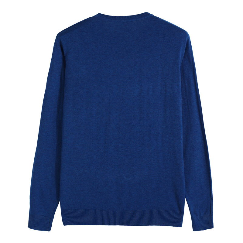 Suéter de lana con cuello en V para hombre, ropa fina informal de negocios, Color sólido, azul, rojo y negro, Otoño, 2023