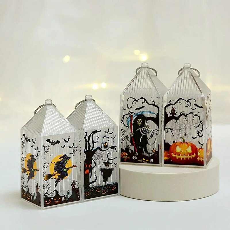 Lámpara LED translúcida con diseño de calabaza y bruja, farol de Halloween para decoración de Halloween, 1 piezas