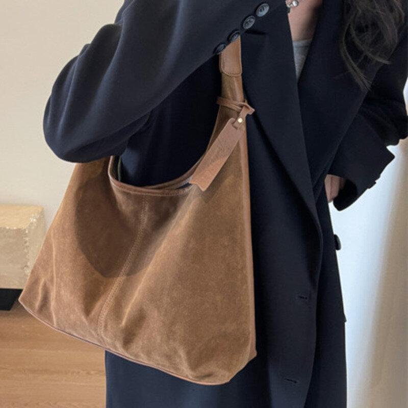 Tas tangan kapasitas bahu tas besar untuk wanita, tas kurir kualitas tinggi kasual selempang Bucket bertekstur Fashion mewah serbaguna