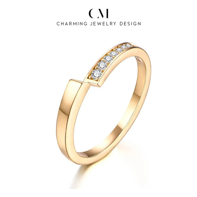 Charmante 1.6Mm Moissanite Ring Voor Vrouwen Puur 18K 14K 10K Goud Passeerde De Diamanten Tester Trouwring Verloving