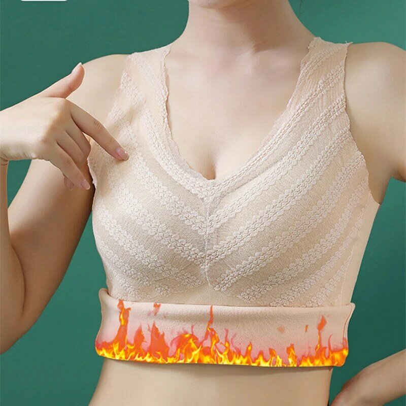 Chaleco térmico de terciopelo alemán para mujer, ropa interior sin costuras con almohadillas para el pecho, talla grande, Otoño e Invierno