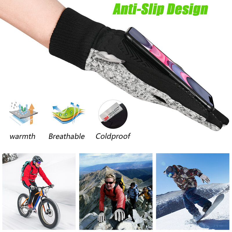 MOREOK-guantes cálidos para deportes al aire libre, guantes antideslizantes con pantalla táctil de 20 ° F y 3M para ciclismo, correr, motocicleta y esquí, Invierno
