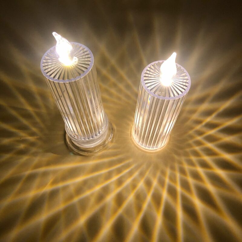 Luces de vela LED sin llama transparentes electrónicas con pilas, luces nocturnas para Navidad, vacaciones, boda, decoración del hogar
