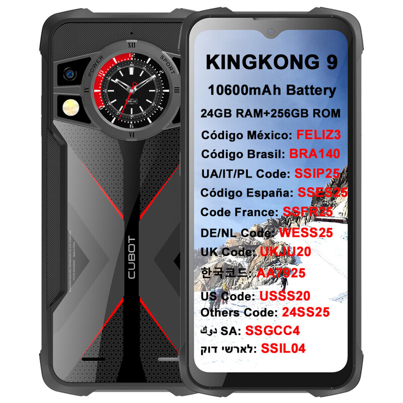 Cubot KingKong 9, Helio G99, ekran 120 Hz 6,583-calowy, wodoodporny, wytrzymały IP68, 24 GB RAM (12 GB + 12 GB), 256 GB ROM, kamera 100 MP, NFC