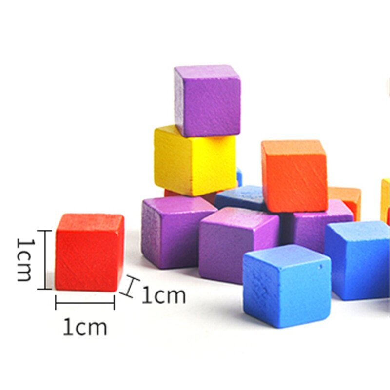 100Pcs/lots 10mm Wood Cubes Colorful Dice Chess Pieces Right Angle For Token Puzzle Board Games Early Education Free. shipping