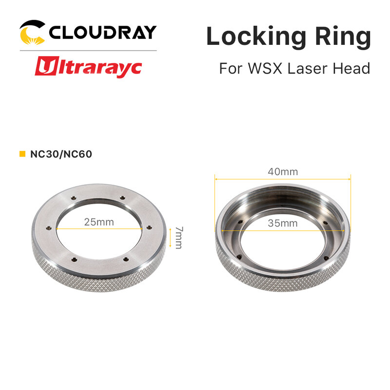 Ultrarayc anillo de bloqueo para WSX KC15 NC30, cabezal de corte láser de fibra, sujetadores, pieza de conexión de boquilla, anillo de bloqueo láser, tuerca de sujeción