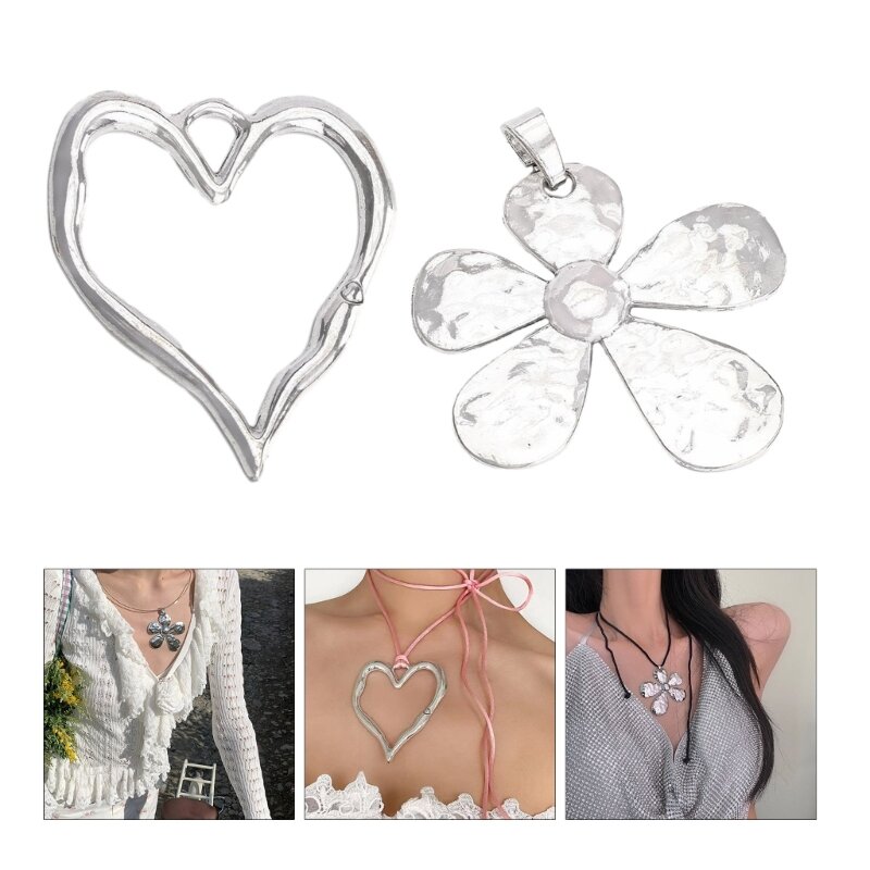 Collar DIY a accesorios para hacer joyas, abalorio floral, suministros joyería DIY, colgantes corazón, pieza para