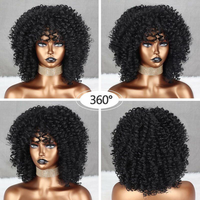 شعر مستعار أفريقي مجعد قصير للرجال والنساء السود ، شعر مستعار أشقر اصطناعي ، 14 بوصة