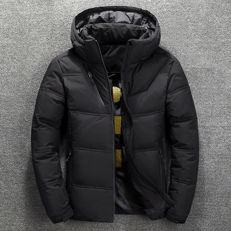 2022 nova jaqueta de algodão com capuz de inverno dos homens preto moda casual mais veludo engrossado quente zíper casaco ao ar livre à prova dwaterproof água