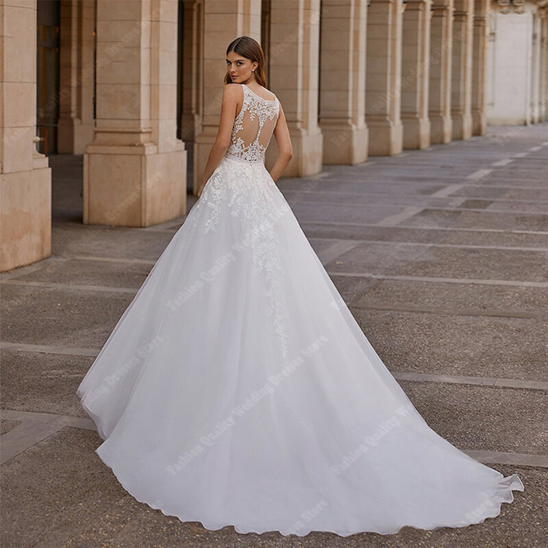 Lace Luxury Wedding Dress Sweetheart V-Neck Three-Quarter Sleeves  Romantic Appliques Princess Wedding Gowns Vestidos De Novia