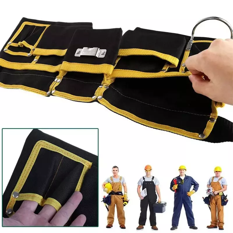 Bolsa de herramientas ajustable de tela Oxford, bolsillo de cintura para carpinteros, organizador de herramientas de mano, hebilla de liberación rápida y resistente