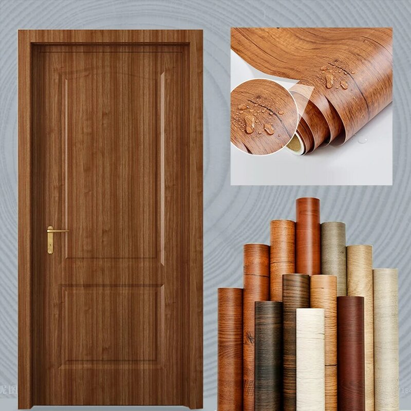 Pegatinas autoadhesivas de grano de madera, papel tapiz impermeable y a prueba de aceite para armarios, puertas de escritorio, renovación de muebles