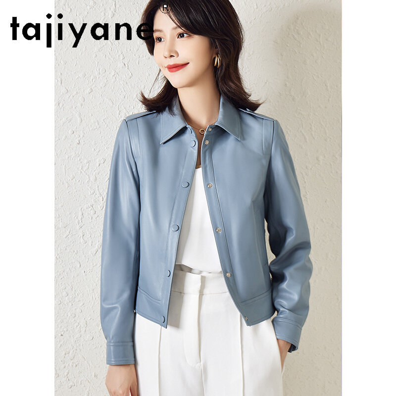 Tajeyane-Chaqueta de piel auténtica para mujer, abrigo corto de piel de oveja 100% auténtica, de alta calidad, para primavera y otoño, gran oferta, 2024