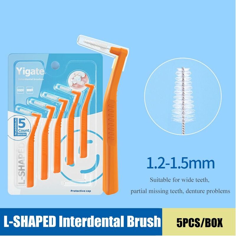 Cepillo Interdental para ortodoncia, 10 piezas, soportes dentales en forma de L, Mini cepillo de dientes para limpiar entre dientes