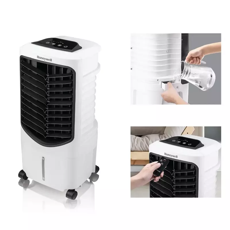Honeywell Ruhig, Niedrigen Energie, Kompakte Spot Fan & Luftbefeuchter, TC09PEU Weiß Indoor Tragbare Verdunstungsluftkühler