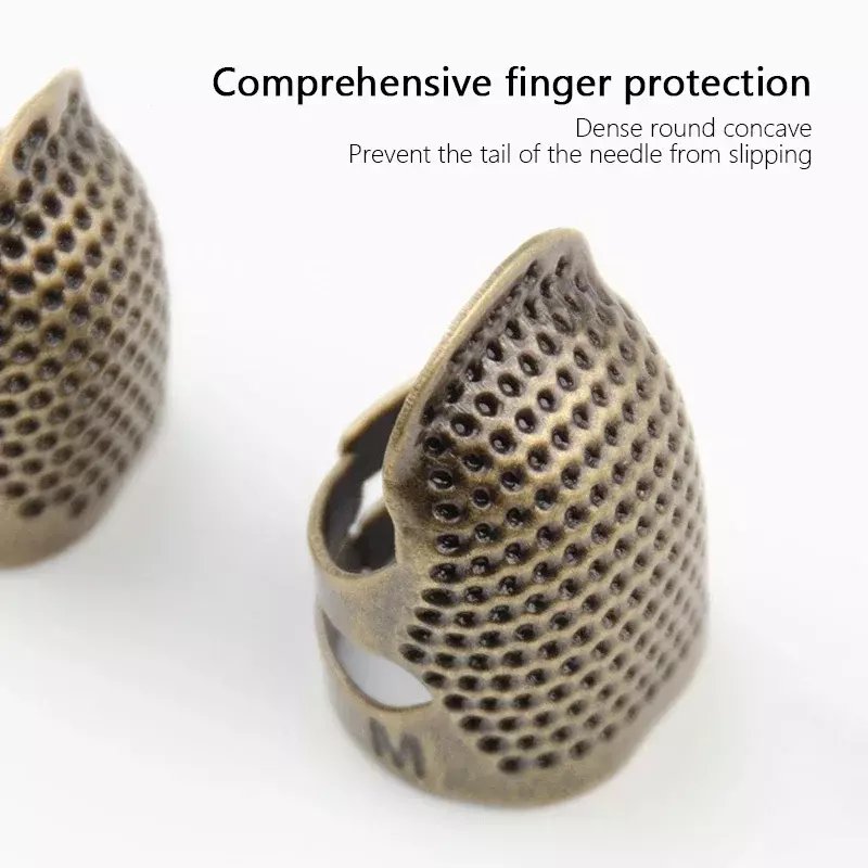 Регулируемый наперсток для пальца в античном стиле, бронзовый протектор для швейного ремесла в стиле ретро, с кольцом и иглой, с вышивкой