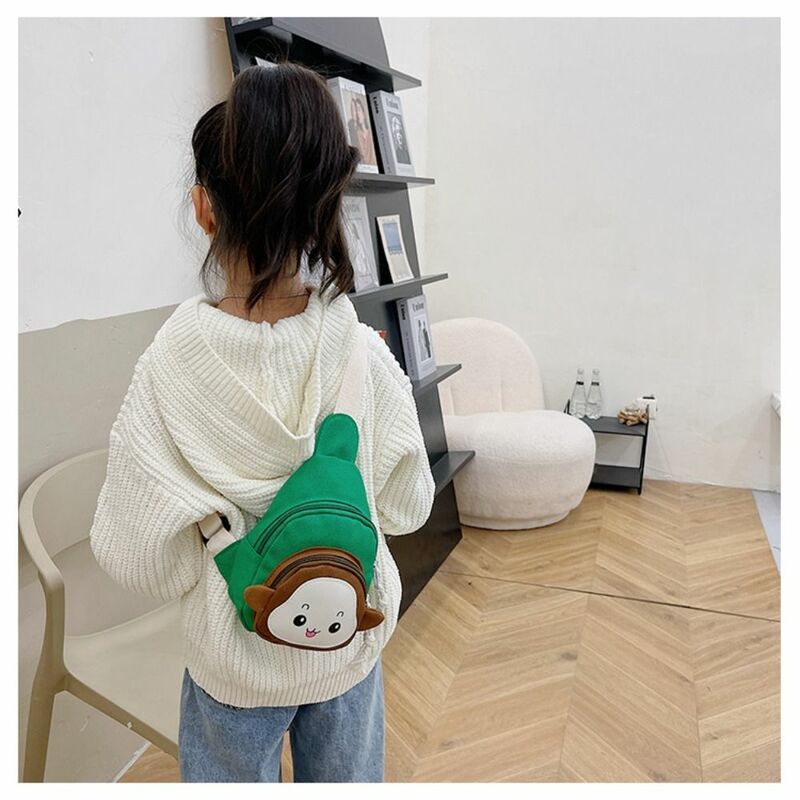 Mini Children's Canvas Bag Fashion Cute Monkey Printed Shoulder Pouch Sling Bag Travel Outdoor Kindergarten Preschool