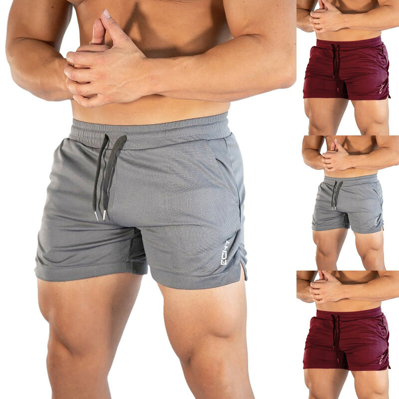 Mens Gym Training Shorts Men Sports Casual Clothing Fitness Workout Running Grid Quick-drying Compression Shorts Athletics