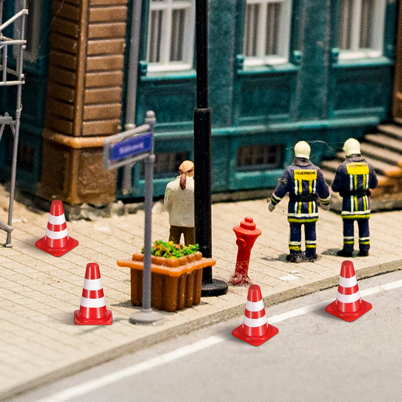 Bloques de construcción en miniatura para niños, juguetes de bloques de carretera, 50 piezas, accesorios de simulación, conos de tráfico