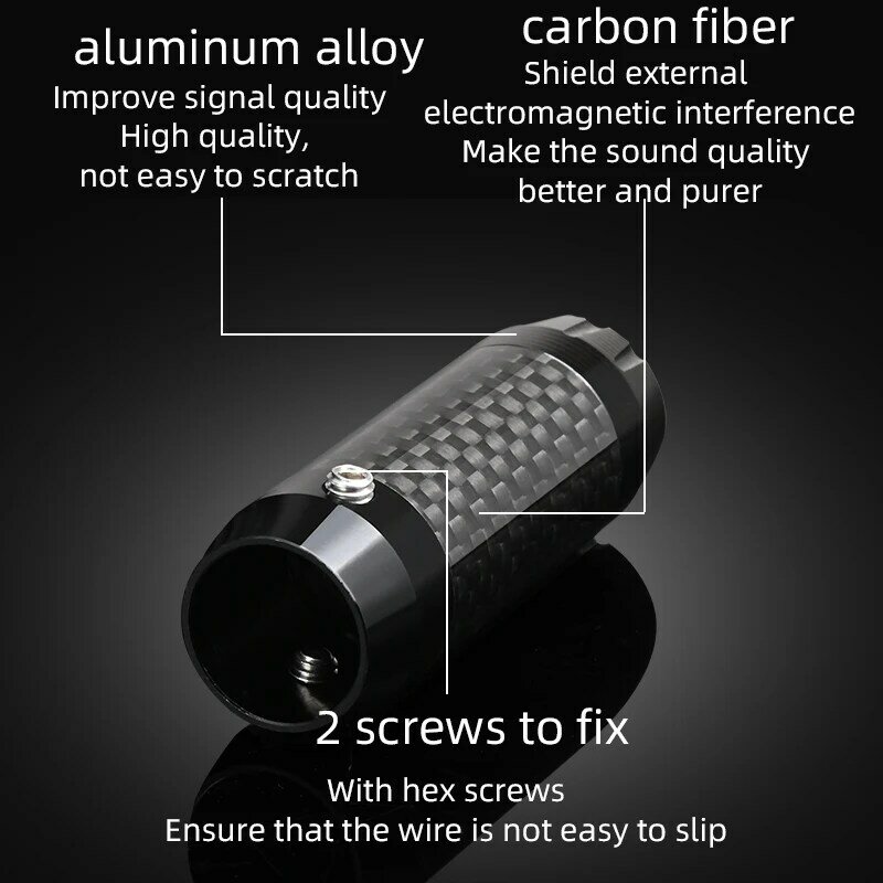 4 pçs de fibra carbono alta fidelidade calças inicialização alto-falante fio áudio preto prata ouro metal slider plug para alta fidelidade cabo alto-falante áudio