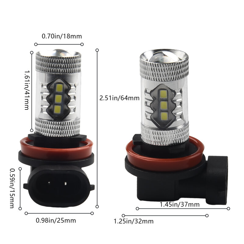 Ampoules antibrouillard LED utiles, kit DRL, accessoires faciles à installer, 2000LM, 6000K, 2 pièces