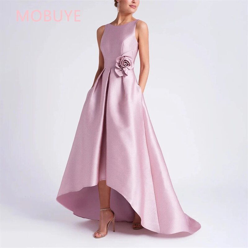 MOBUYE-Robe trapèze dos nu pour femme, robe de Rh, manches courtes, longueur au sol, robe de soirée élégante, mode arabe Dubaï, 2024