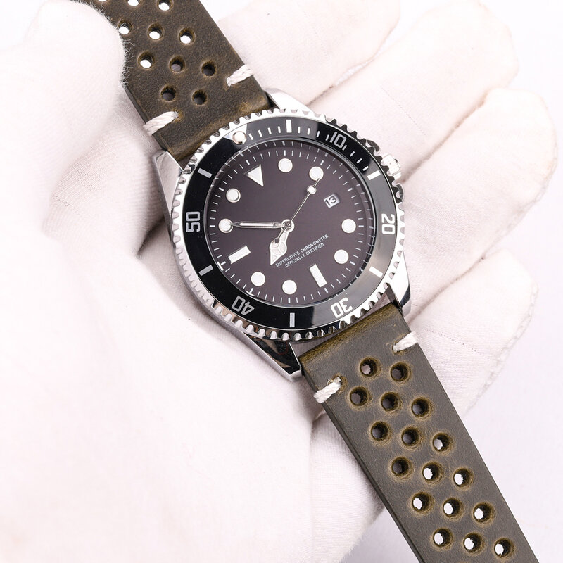 Handmade Cowhide Watch Band para homens e mulheres, respirável, cera de óleo, pulseira de couro genuíno, pulseira de relógio, 4 cores, 18mm, 20mm, 22mm, 24mm