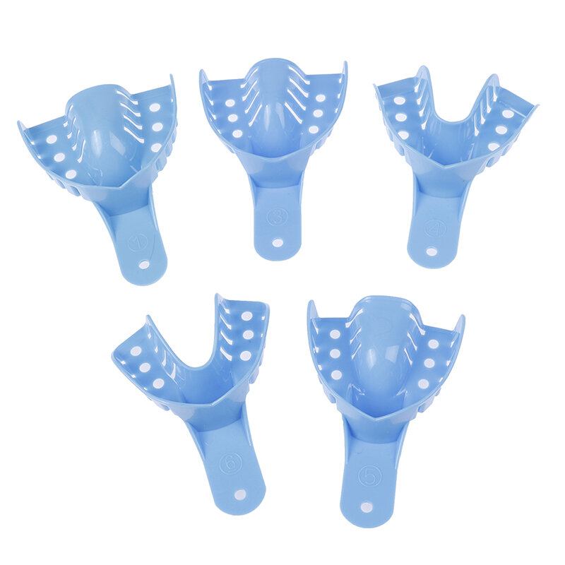 6/10/12pcs Dental Plastic Impression Trays Perforated Green Tooth Holder Durable Autoclave Teeth Tray Dentist Oral Material Tool