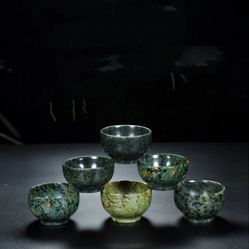 Natural Tibetan Jade Medicine King Stone Active Magnetic Kung Fu Tea Cup Wine Cup Natural Jade Color Random