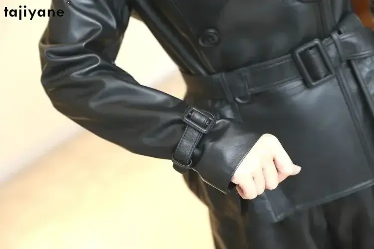Tajiyane Real Leather Jacket Voor Vrouwen Korte Slanke Lederen Jassen Vrouwen 2023 Koreaanse Mode Echte Schapenvacht Lederen Jas Riem