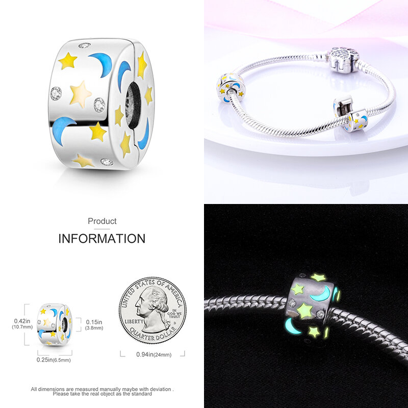 2024 baru dalam diskon besar warna zirkon sudut bulat klip manik-manik cocok Pandora 925 gelang asli wanita perak keselamatan rantai perhiasan hadiah