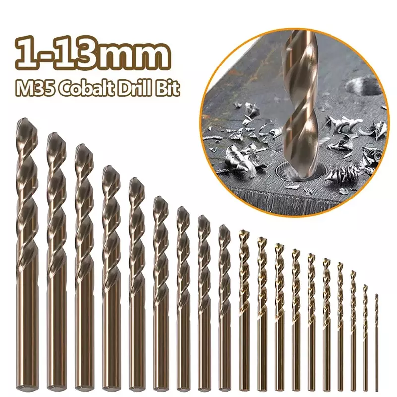 1 Pc M35 Cobalt Drill Bit 1mm-13mm Cobalt HSS Drill Bit For Stainless Steel Drilling Metalworking Professional Hand Punch Tools