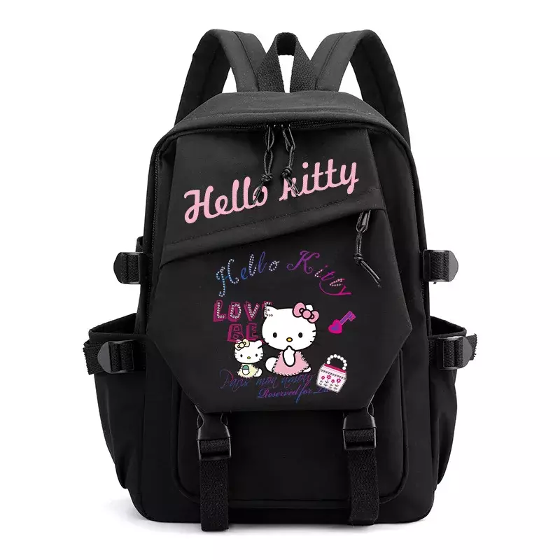 Sanrio-mochila escolar con estampado de Hellokitty para estudiantes, morral ligero de lona para ordenador, bonito dibujo animado, novedad
