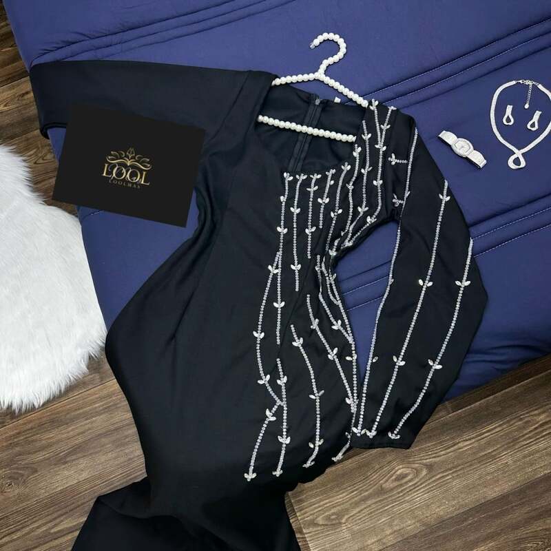 Jirocum-Robe de Rhperlée en cristal noir pour femmes, col carré, fente latérale, robe de soirée sirène, manches longues, robes d'occasion formelles