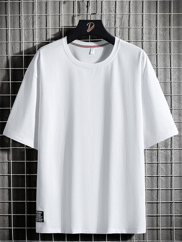 Camiseta casual de algodão de manga curta masculina, camiseta grande, tops básicos, tamanho grande, moda verão, 6XL, 7XL, 8XL