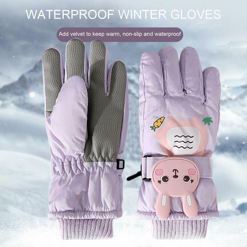 Hot Winter Ski Gloves For Kids Warm Plus Velvet Mittens Windproof Gloves Child Snowboard Snow Gloves Skiing Riding Winter Gloves