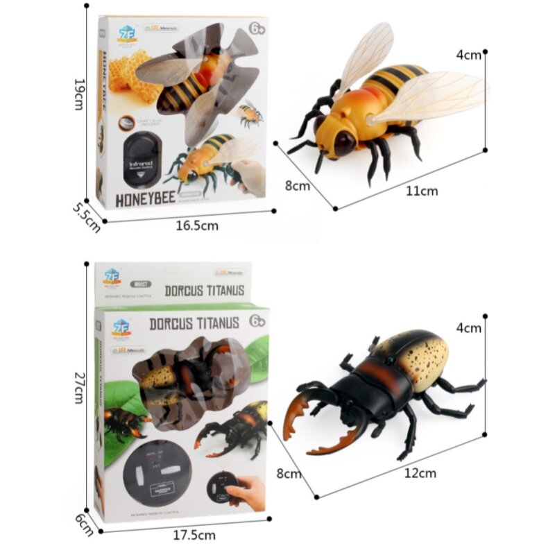 เต่าทองไฟฟ้าจำลองแมลงวันผึ้งของเล่นควบคุมระยะไกลขยับเล่นตลกเล่นตลกเล่นตลกน่ากลัวแมลงสัตว์ RC ของขวัญฮาโลวีนสำหรับเด็ก