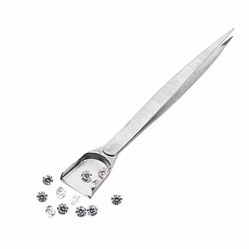 Multifunctional 2 in 1 Jewelry Precision Working Tweezers DIY Picking Up Tool Gem Stone Diamond Tweezer With Shovel