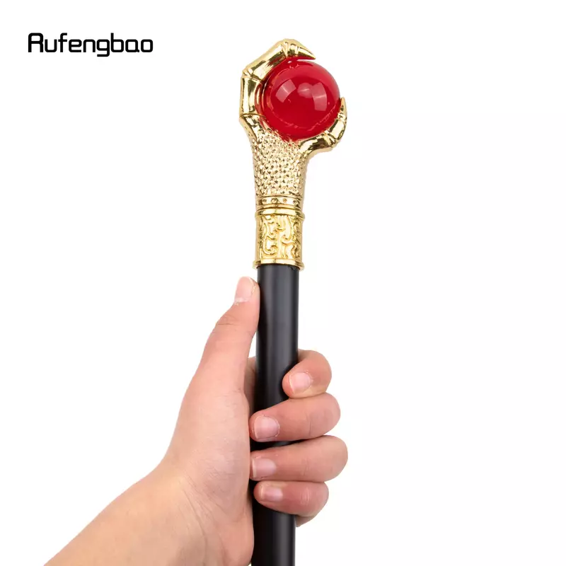 Dragon Claw Grasp Red Glass Ball Golden Walking Cane Fashion Decorative Walking Stick Cosplay Cane Knob Crosier 93cm
