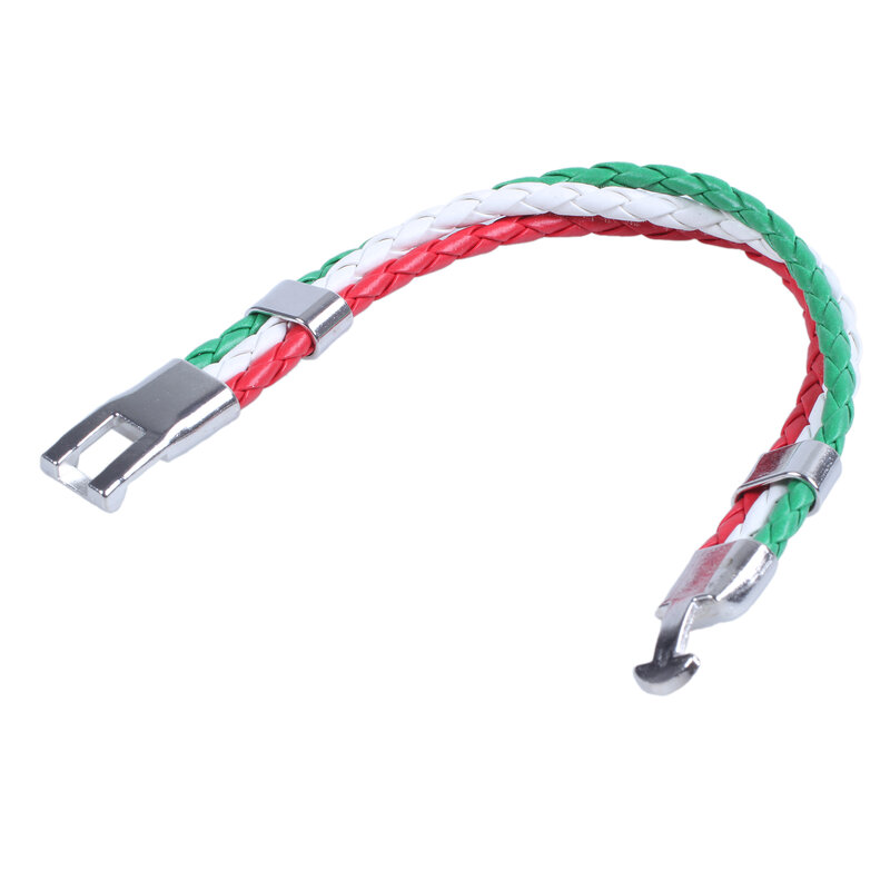 Pulsera de joyería para hombre y mujer, brazalete de aleación de cuero con bandera italiana, color verde, blanco y rojo, 14 mm de ancho y 21,5 cm de largo
