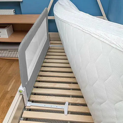 Barrière de protection pour lit d'enfant, produit de sécurité pour bébé, couleur gris et beige