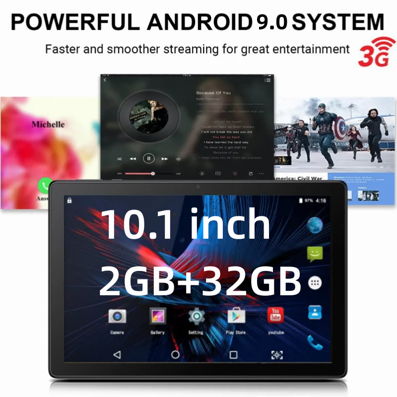 Innjoo-10 "Tablet HD IPS com câmeras duplas, 2GB de RAM, 32GB de armazenamento, SC7731 Quad-Core, Android 9.0, 2G, 3G, 1280x800 IPS, grandes vendas