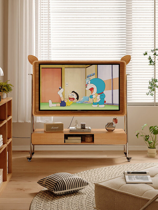 Meuble TV portable rétro européen avec oreilles de chat, support de sol moderne et minimaliste, salon
