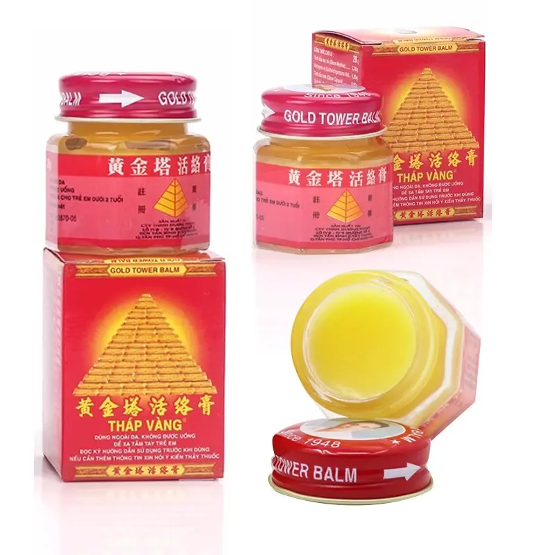 1pc Vietnam Gold Tower Balm Active of  Muscles, Joint, Back, Headache Rheumatic Waist Fast Acting Balm Active Long Lasting