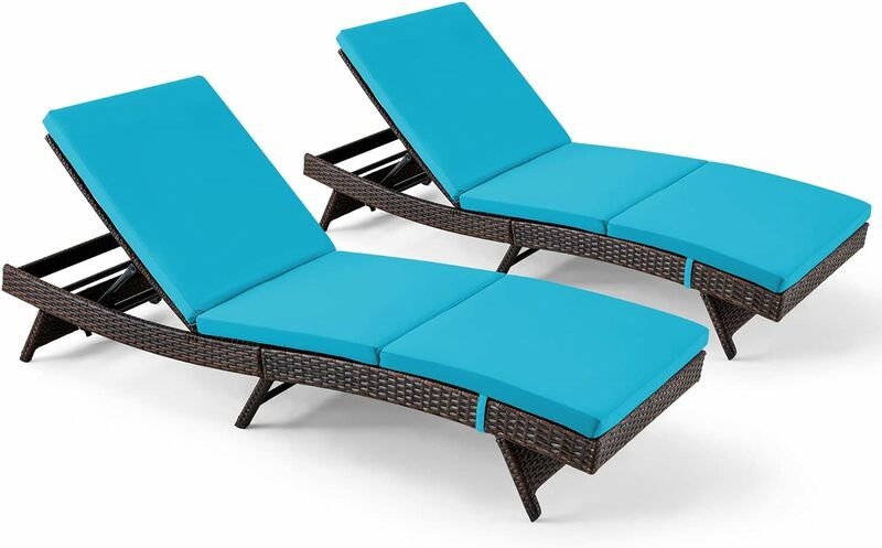 Chaiselongue Stühle Set mit, Pe Rattan Pool Liegestühlen mit verstellbarer Rückenlehne, Chaiselongue für Veranda im Freien und Garten
