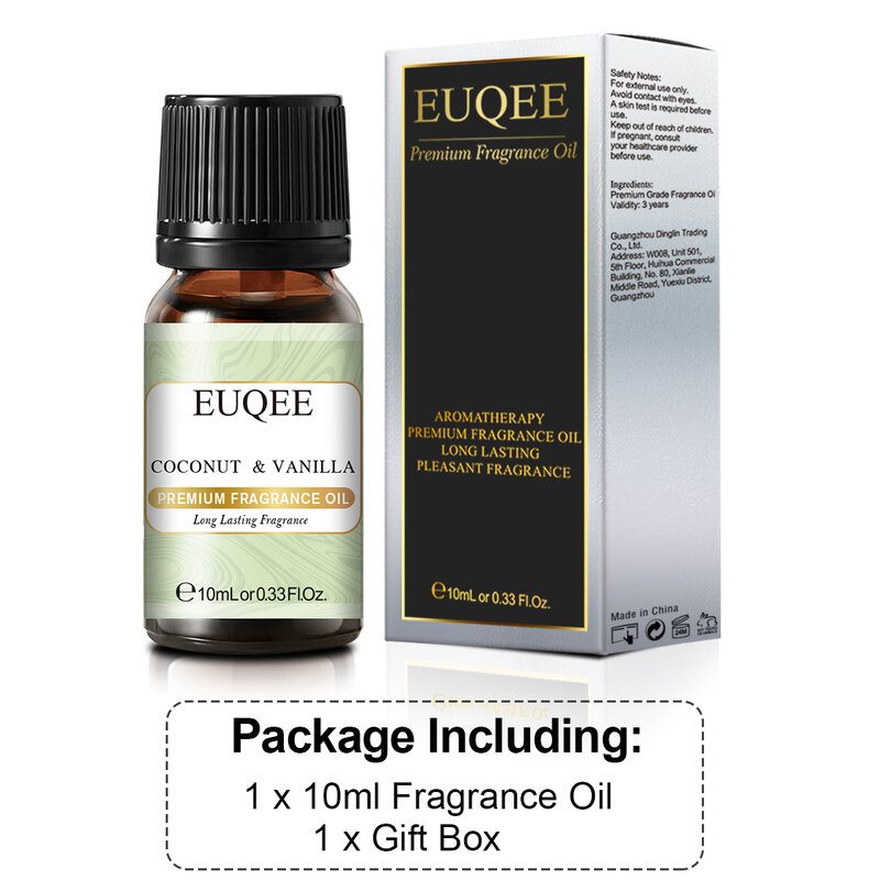 EUQEE 10ML Premium Fragrance Oil For Humidifier Diffuser Coconut Vanilla Forest Pine Sandalwood Bamboo & Teak Mango Aroma Oils