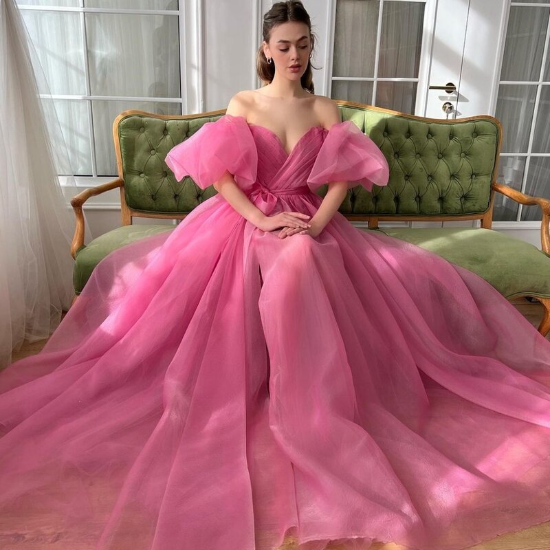 Prom Dress Organza Draped Party Ball Gown Off-the-shoulder Bespoke Occasion Gown Long Dresses Saudi Arabia