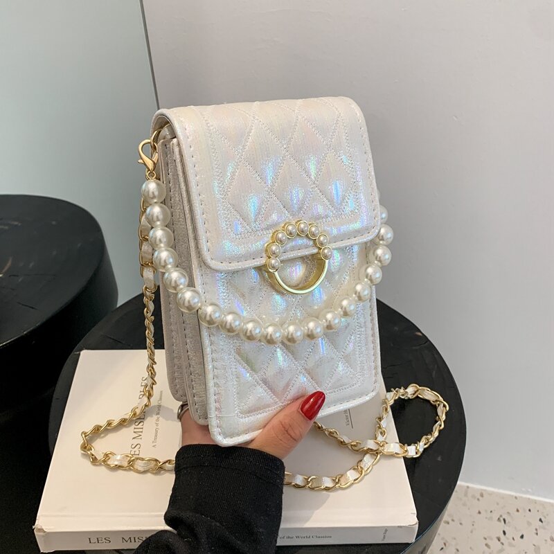 Tas tangan kecil rantai kotak berlian untuk wanita tas selempang serbaguna baru Musim Semi Musim Panas 2024 tas ponsel Mini modis